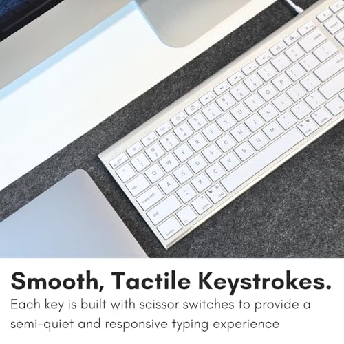 Macally USB C Keyboard (Upgraded) - Dual USB A + C Plug - Wired Keyboard for Mac - Ultra Slim, 20 Shortcuts, 110 Scissor Keys - for MacBook Pro/Air, Mac mini, iMac, iPad - Silver Aluminum