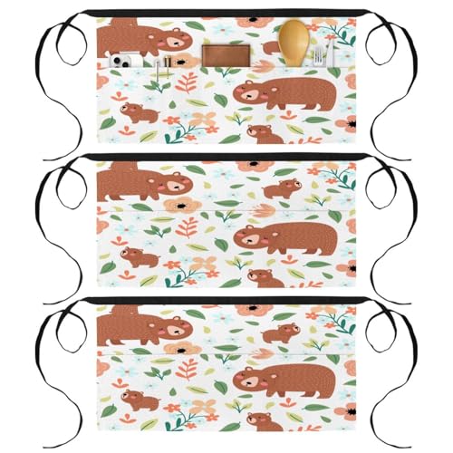 Demi-tablier pour cuisine et pâtisserie lot de 3 avec poches bistrot