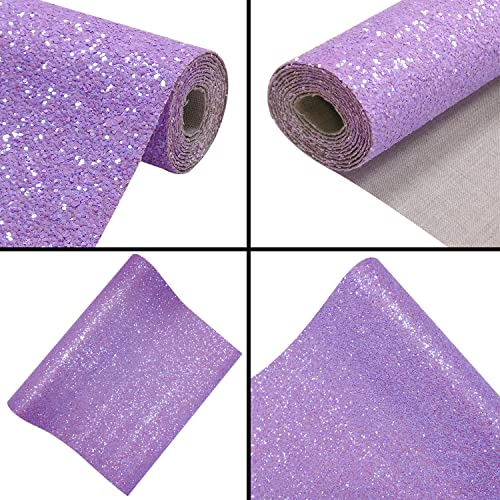 Image of Sparkly Lavender Purple Chunky Glitter Faux Leather Roll 12 x 52 inch Shiny Solid Color PU Fabric for Making Hair Bows Earrings Crafts (18015#7)