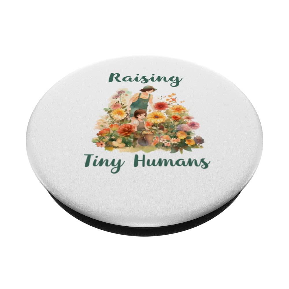 mothers day apparel greatest mom raising tiny humans PopSockets Swappable PopGrip, Black - Image 2
