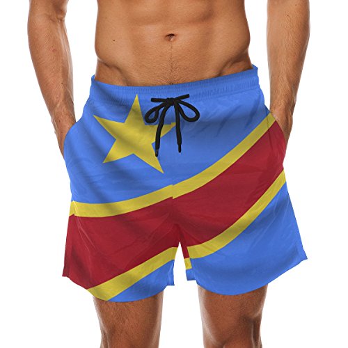super3Dprinted Congo Flag Men's Swim Trunks Water Beach Shorts with Pockets