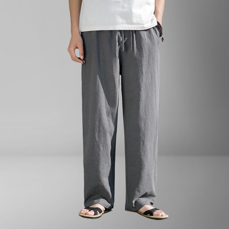 Men's Spring Summer Chinese Style Trendy Retro Loose Breathable Cotton Linen Straight Casual Pants2