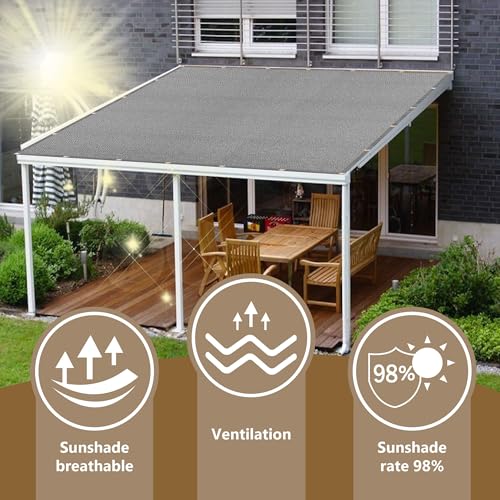 Voile d'ombrage vent et eau perméable 3.8m pour éviter la chaleur sur terrasse - 3