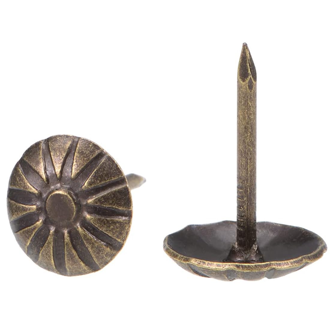 TOP-VIGOR 100Pcs Upholstery Tacks 11 x 16mm, Decorative Furniture Nails and Thumb Pins for Sofa, Craft and Antique Upholstery Projects (Bronze)