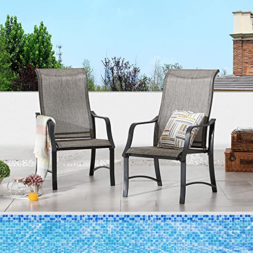 Image of LOKATSE HOME Patio Dining Chairs with High Backrest Teslin Bar Set of 2 Outdoor Metal Furniture for Garden Patio Pool Yard