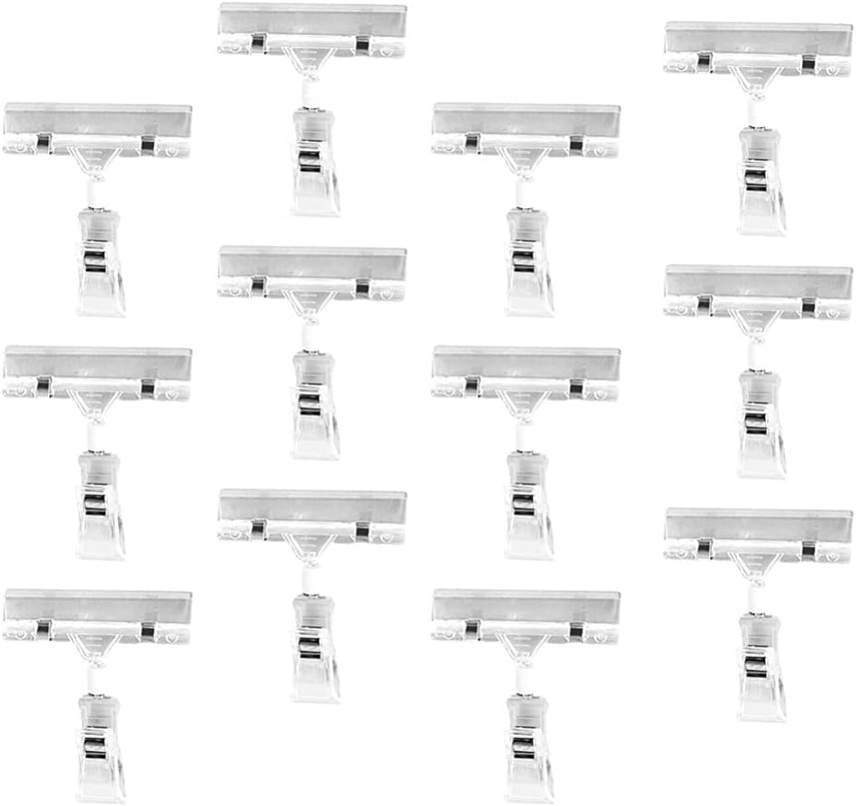 Cabilock 25pcs Price Tag Holder, Transparent Label Holder Clip for Supermarkets, Plastic, 4.3 x 3.1 x 0.6 Inches