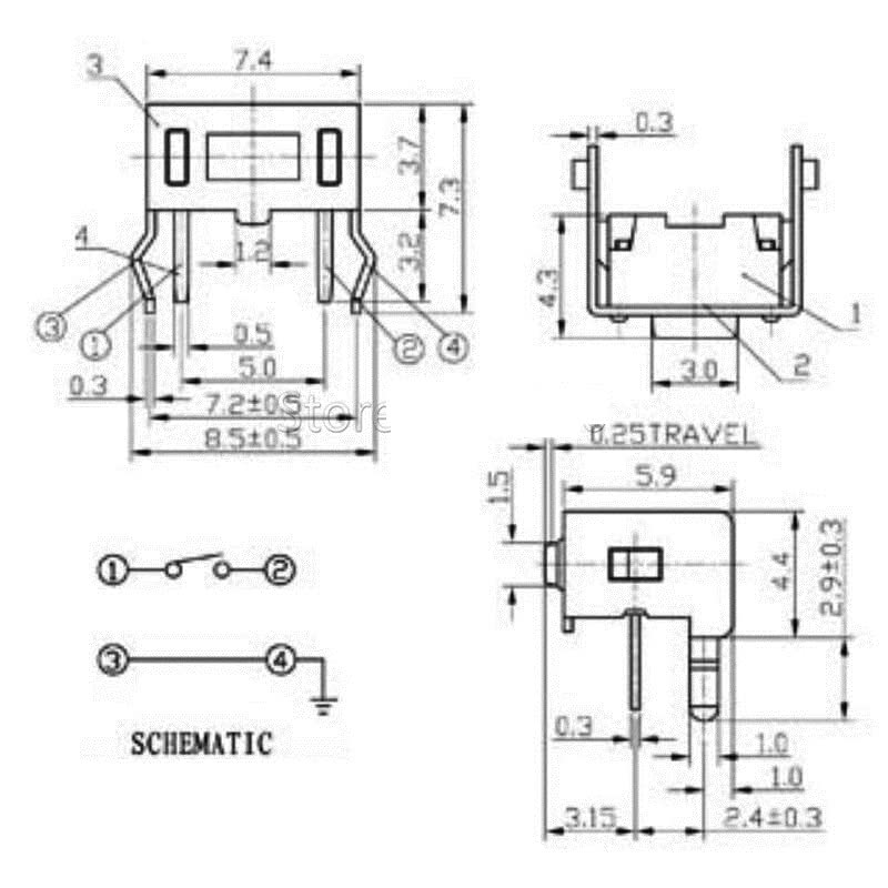 elektronischer Schalter Taktile Drucktasten 20 Stück Taktschalter 3 x 6 x 4,3 mm mit Halterung Taktile Drucktastenschalter 3 x 6 x 4,3 mm Mikroschalter Taktschalter