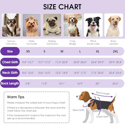 Image of Queenmore Dog Winter Coat, Cold Weather Fleece Dog Jackets for Small Dogs