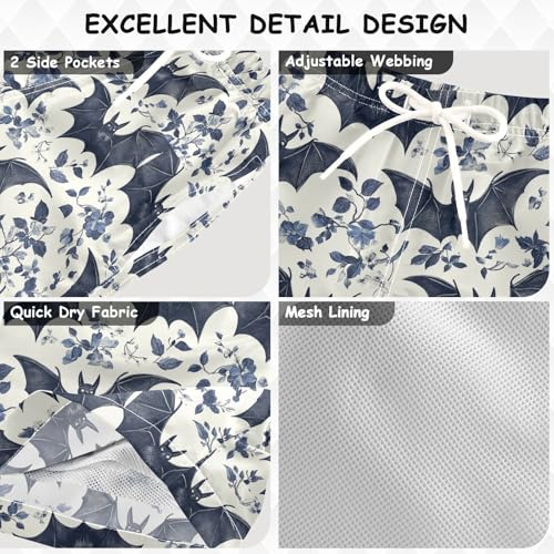 Pigsaly Boys' Swim Board Shorts Flowers Bat Bird Boy's Swim Trunks Kids Swimwear 2T3