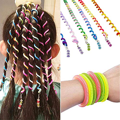 Haarschmuck Mädchen, Sasairy 12 Stück Curly Hair Coiled Hair Tool, Bunte...