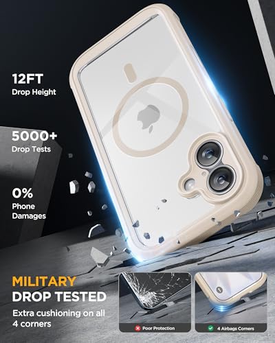 Image of miracase for iPhone 16 Case 6.1'', Full-Body Bumper Phone case with Built-in Full Glass Screen &Camera Control,No Gap,Compatible with MagSafe,Drop Proof 16 Cover,Gold