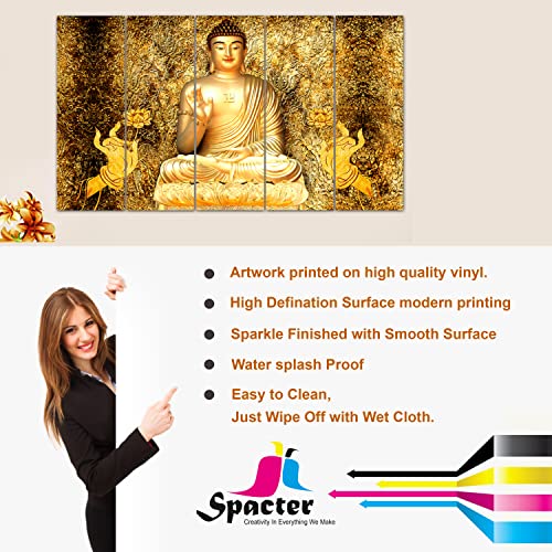 Image of Spacter art Lord Buddha Wall Painting for Living Room Big Size - Meditating Gautam Buddha Painting Decoration Wall Decor Peaceful Art for Bedroom, Office, Gifting - Wooden Framed (30x60 inch) SP356