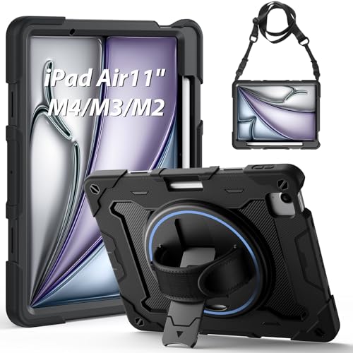 Coque iPad Air 11 M3 M2 étui de protection noir pour le travail nomade et chantier