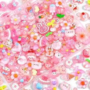 Ihlootd ETWJPS-60 Rosa Schleim Charms Verzierungen Set