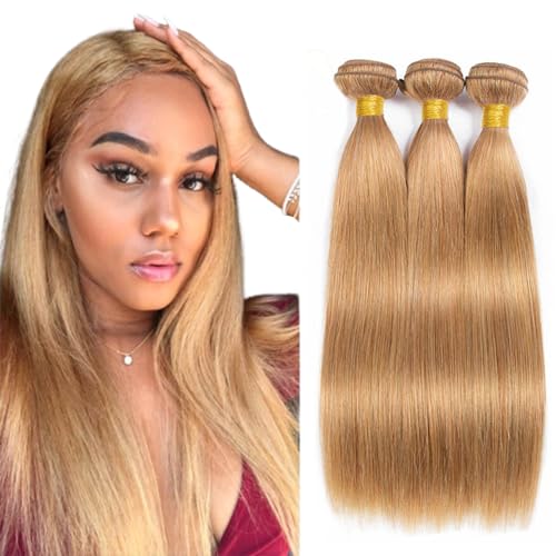 Biliisyff Blonde Human Hair Bundles #27 Straight Honey Blonde Human
