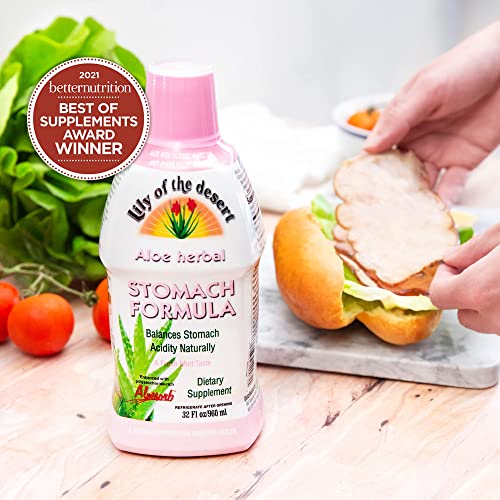 Lily Of The Desert Aloe Vera Herbal Stomach Formula, Soothe Heartburn And Indigestion Naturally, Vegan Dietary & Immune Support, Gluten Free Liquid Digestive Aid, Organic Aloe Vera Plant, 32 Fl Oz #TOP5