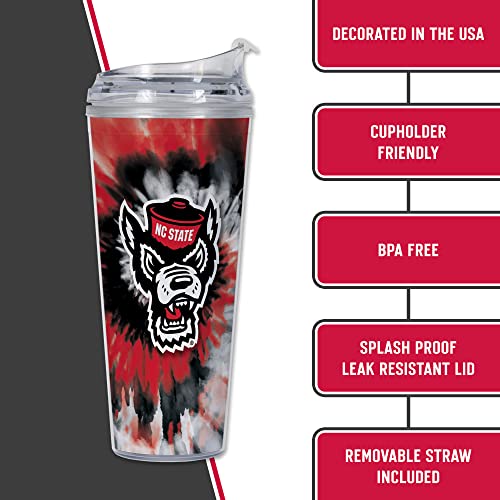 Image of Rico Industries NCAA Glitter 24oz Acrylic Glitter Tumbler with Hinged Lid, Officially Licensed Double Wall Tumbler with Straw