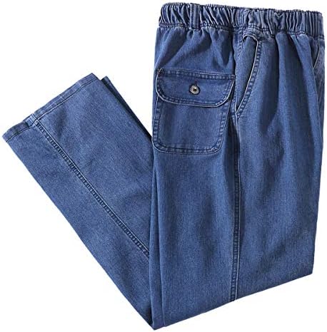 IDEALSANXUN Men’s Jeans with Elastic Waist Casual Relaxed Fit Pajama Jeans (38Wx32L, Light Blue)