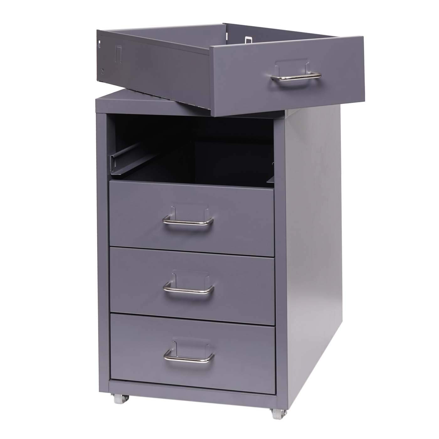 Mendler Cassettiera classificatore ufficio mobile Boston T851 con ruote 4 cassetti 48x28x41cm - antracite