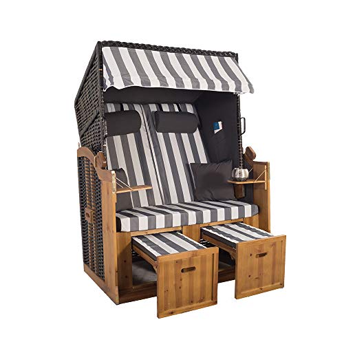 2-Sitzer Strandkorb Hörnum - Volllieger mit Fußablagen – inkl....