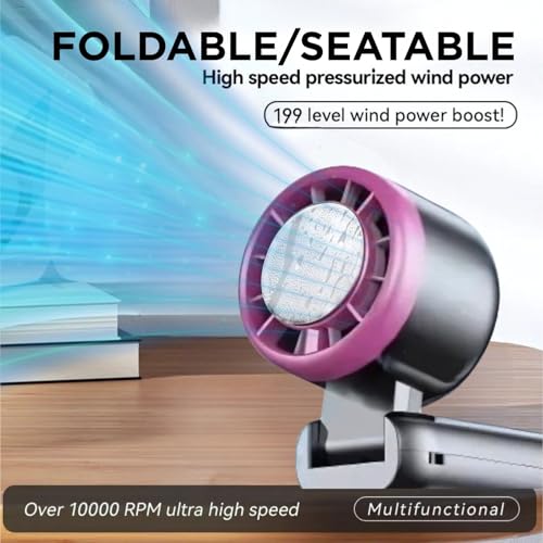 Image of One94Store X49 Portable Mini Fan with 12000 RPM Turbo Motor, Touch Control, 100 Speed Dial, 3000mAh Battery & USB Type-C Rechargeable Design