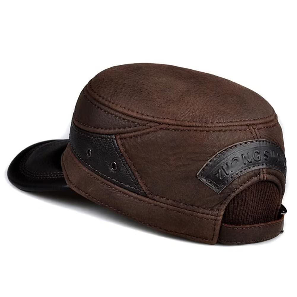 DongBao Cappello da Baseball in Pelle Regolabile Uomo Berretto da Sole con Paraorecchie Berretto Casual Autunno Inverno