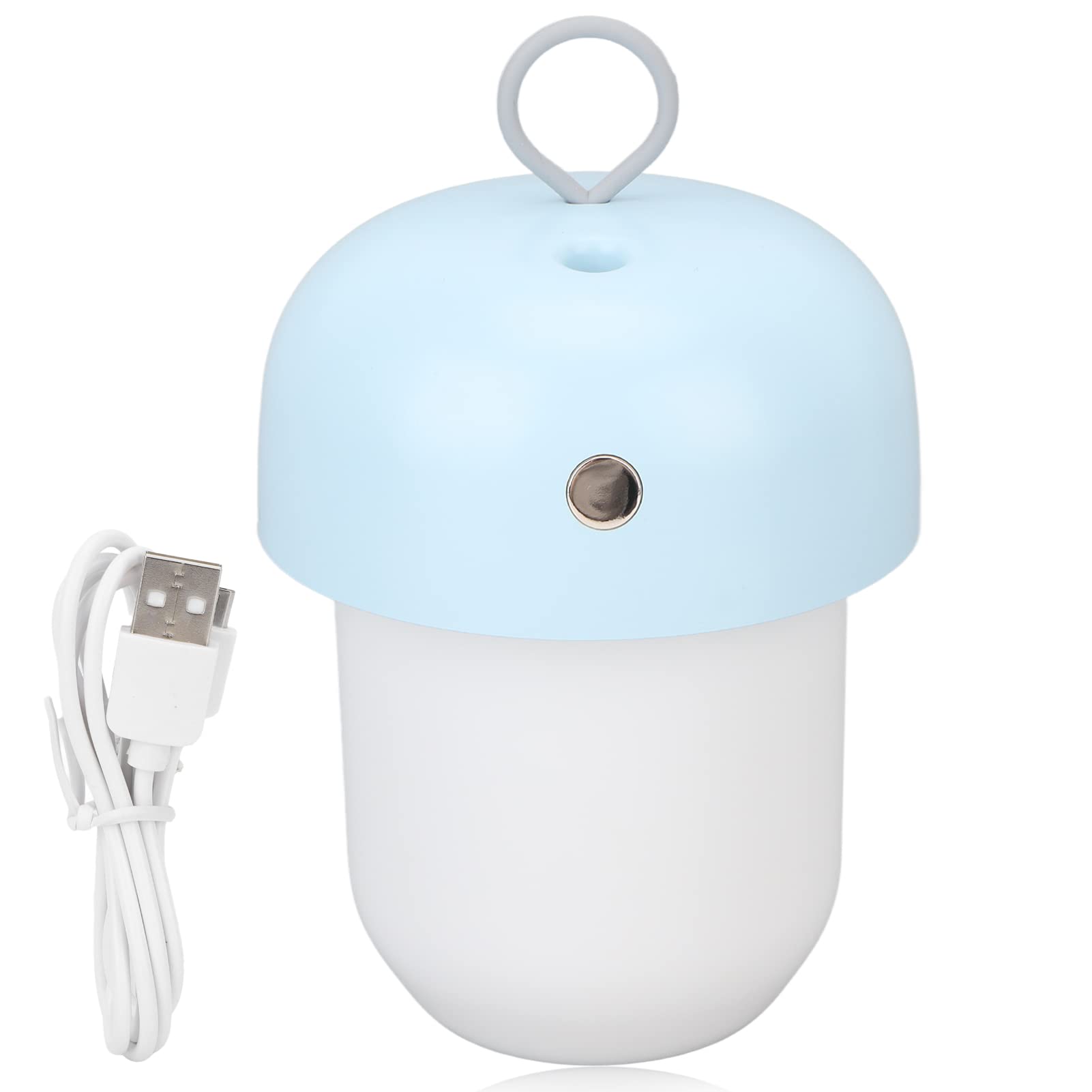 Tragbarer USB Luftbefeuchter mit 2 Stufen einstellbarem Nebel 300ml Kapazität blauem Design Nachtlicht für zu Hause und das Büro