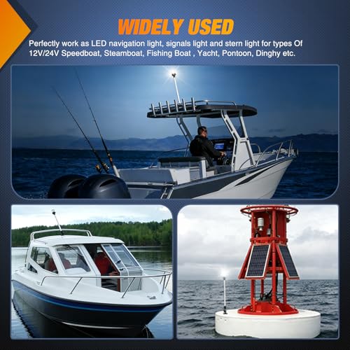 Image of Nilight Marine Boat Stern Light 24Inch White Fold Down Anchor Lights 12V 24V Waterproof 360 Lighting Navigation Lamp for Fishing Ship Sailboat Yacht Pontoon Speedboat Dinghy