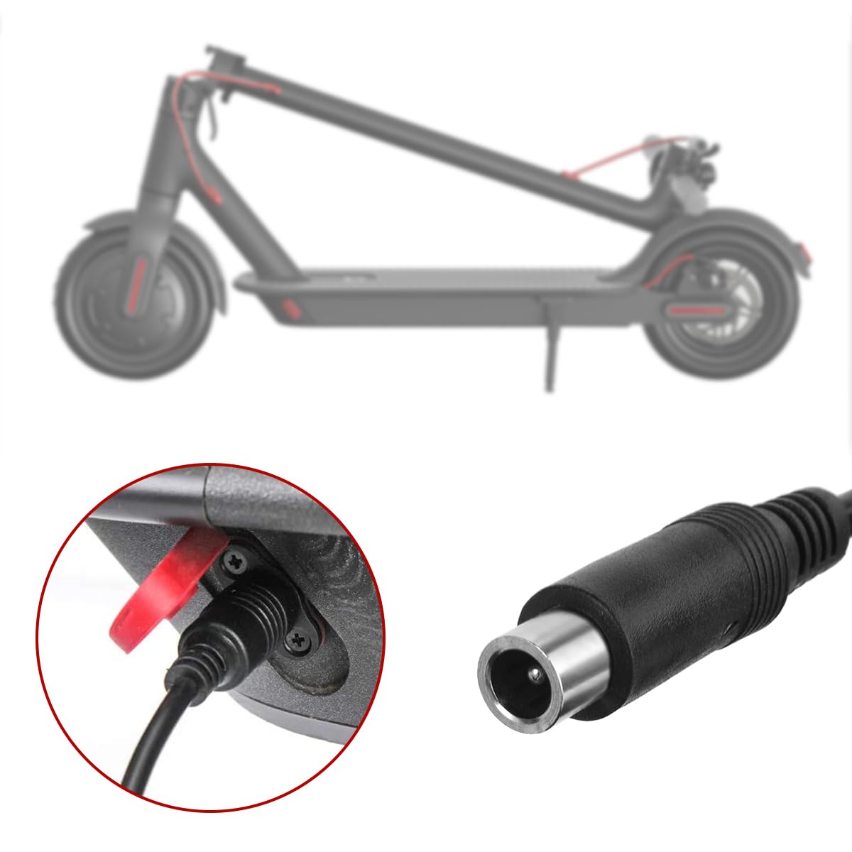 Caricatore Monopattino Elettrico, 42V 2A Adattatore di Alimentazione Caricabatteria Universale con connettore RCA (8 mm), Caricabatteria per Batteria al Litio da 36 V per Xiaomi