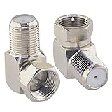 Kaunosta conector coaxial F macho a F hembra adaptador rápido para marco de montaje de TV de ángulo estrecho y panel plano-conector RG6 de 90 grados tipo F para panel de pared, paquete de 2
