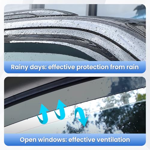 Image of Tape-On Side Window Deflectors for Pilot 2023-2026, Rain Guards Window Visor Rain Guards Vent Guard Shade Deflectors Compatible with Honda Pilot Accessories All-Weather Protection