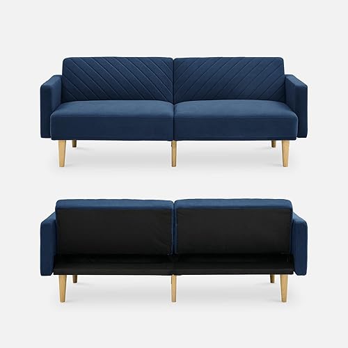 Miniatura 68 de mopio - Sofá cama futón, de 76.8 pulgadas, sofá pequeño biplaza, moderno de mediados de siglo, sofás para sala de estar (terciopelo rosa viejo) 1 -