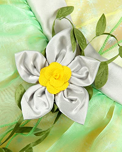 Tyhtym Princess And The Frog Costumes Little Girls Tiana Dress Up Green Yellow Fancy Halloween Christmas With Accessories Gloves 2-11 Years (8-9T, Yellow) #TOP4