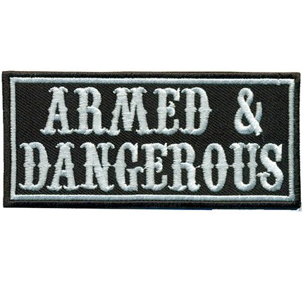 Armed and dangerous weapons permit Hunter handgun Biker Iron on Patch Badge