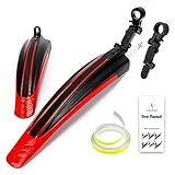 ioutdoor,set di parafanghi per bicicletta, con nastro riflettente 8 m, regolabile, parafango anteriore e posteriore, adatto per mountain bike da 50.8 cm, 66 cm, mountain bike e ciclismo (nero+rosso)