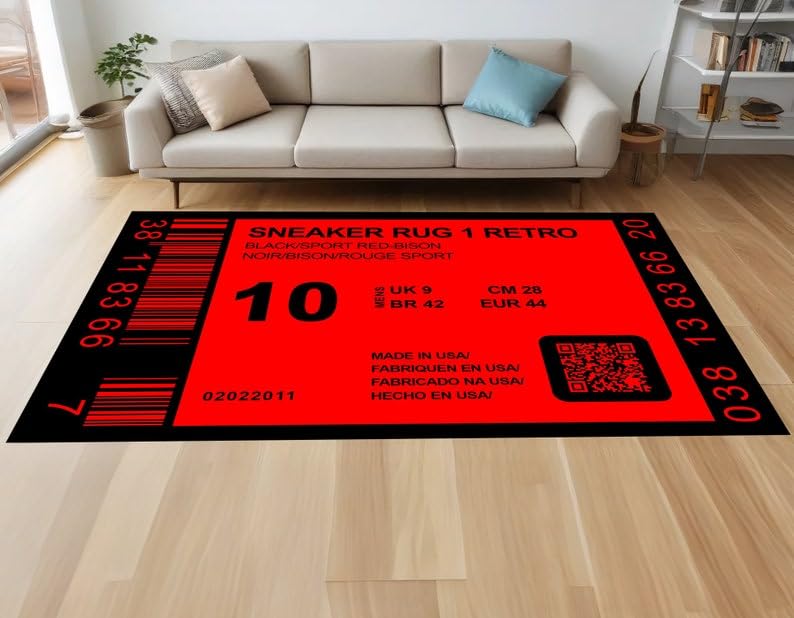 Generic Custom Sneaker Rug Product Label Sneakerhead Hypebeast Decorative Rug Home Decor Gym Room Rug Gift for Him