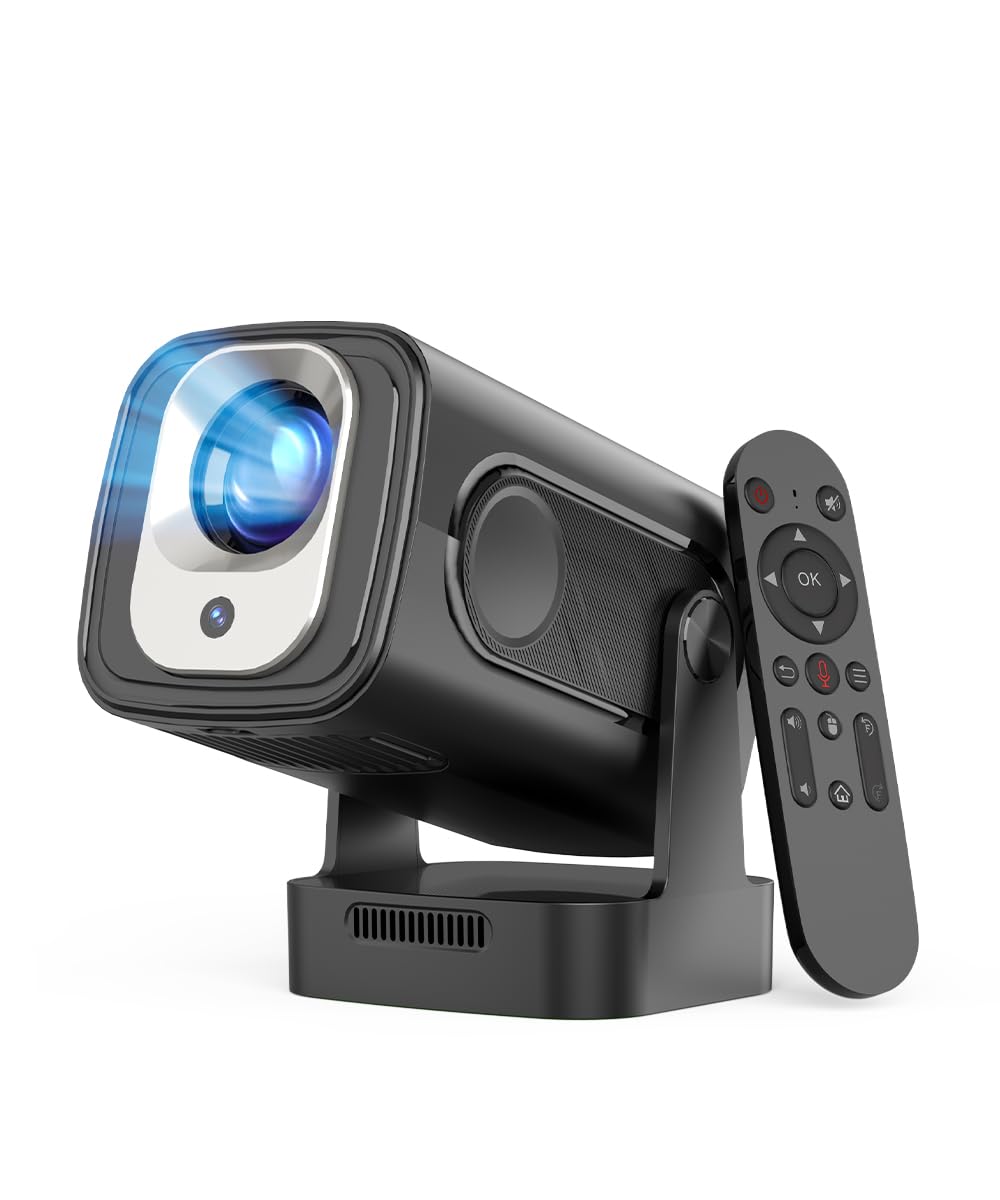 Alwtniet Mini Proyector HY310, 2025 1080P Proyector Portatil 4K con WiFi6 y BT5.4, Auto Focus 180°Rotation Apps Integrada Projetor Android 11 Video Proyectores Compatible con HDMI/TV/Laptop