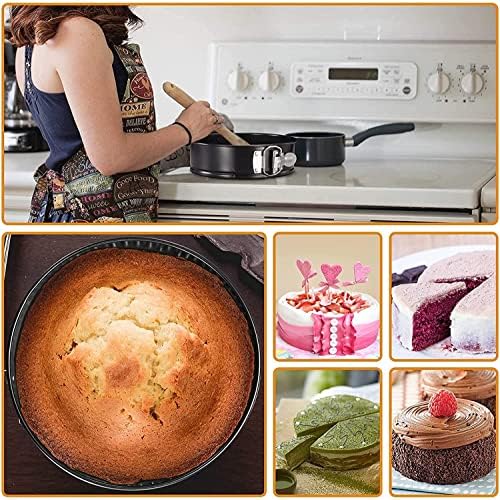 Pack of 3 Non-Stick Springform Round Cake Tins for Baking 18cm, 22cm & 26cm