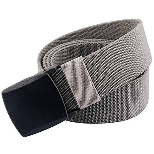Sportmusies Elastic Belts for Men, Military Style Stretch Webbing Tactical Duty Belt (Grey,Plastic Buckle)