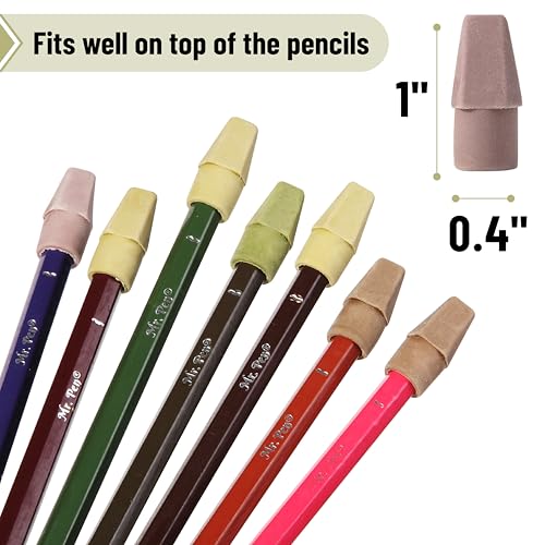 Image of Mr. Pen- Pencil Erasers Toppers, 120 Pack, Colorful, Latex Free, No Smudge | Mr Pen Erasers for Pencils