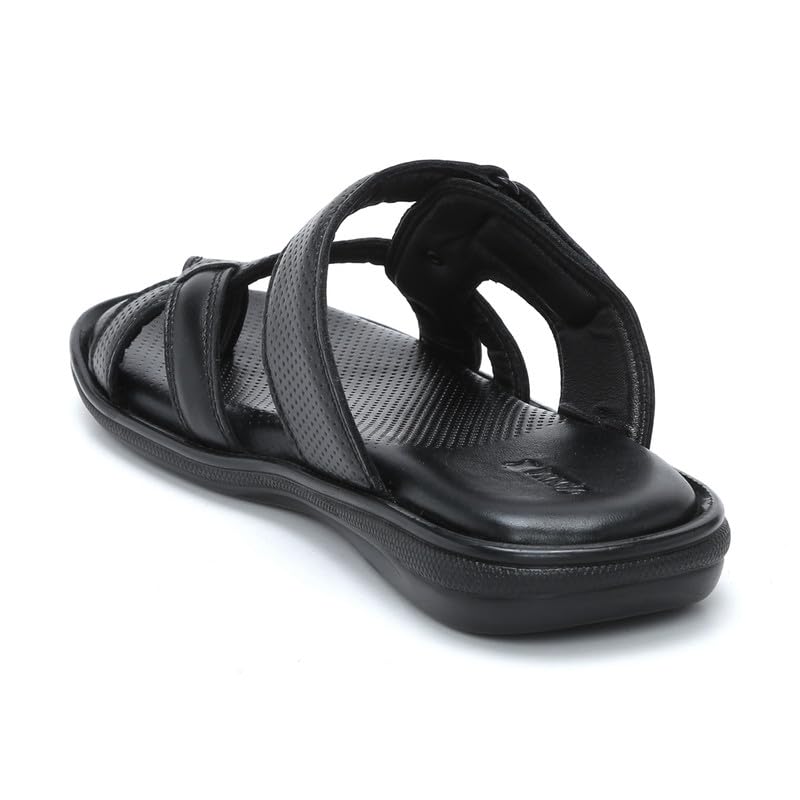 Image of Zoom Shoes Genuine Leather Casual Toe Ring Slippers For Men | Anti-slip Sole & Cushioned Insole For Everyday Comfort