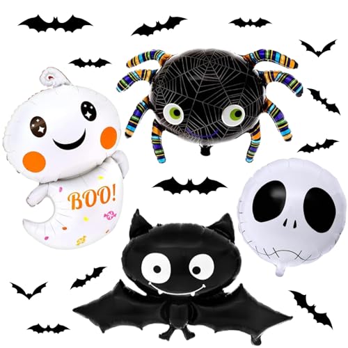 Halloween Party Deko Luftballons, Halloween Ballon Dekoration Set, Helium Folienballons, Fledermaus Ballon Dekoration, Halloween Party Luftballons und 3D Fledermaus Deko (A)