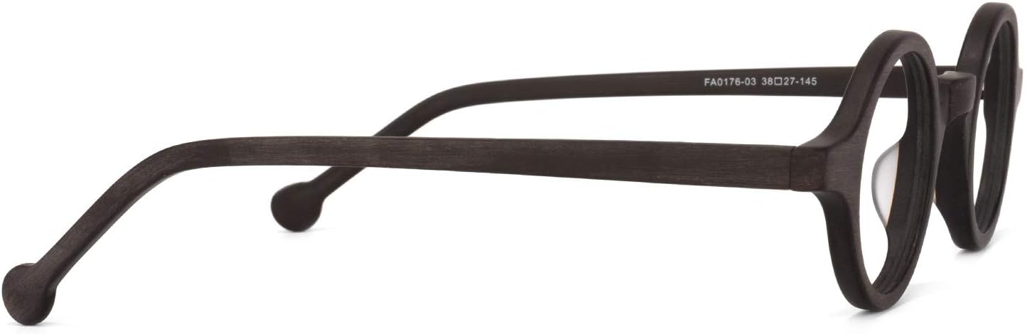 Zeelool Vintage Small Round Blue Light Blocking Glasses for Men Women Wood Grain Acetate Eyewear Arale FA0176 Fa0176-03 Burnt Umber Clear Lens