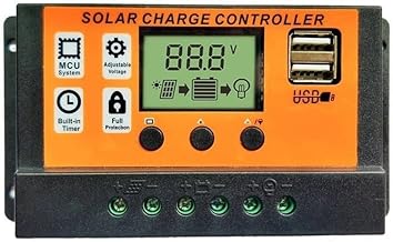 12V/24V Solar Charge Controller With LCD Display, Dual USB And DC Port, Light-Control Timer, Overcurrent Short Circuit Reverse Polarity Protection, For Lead-Acid And Lithium Batteries(10A)