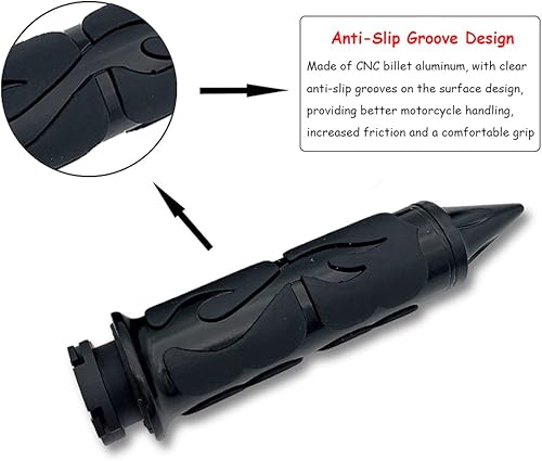 Miniatura 4 de D1M - Empuñaduras de manillar de motocicleta de 1 pulgada, agarre de hélice de 0.965 in y 1.024 in para Harley FX XG XLH FXDWG VRSCAW (negro)
