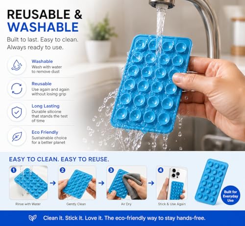 Image of GooseBox Suction Cup Phone Case Mount, Double-Sided Suction Anti-Slip Silicon Sticky Phone Stand Hands-Free Strong Grip Holder for Selfies and Videos (Sky Blue, Pack of 1)