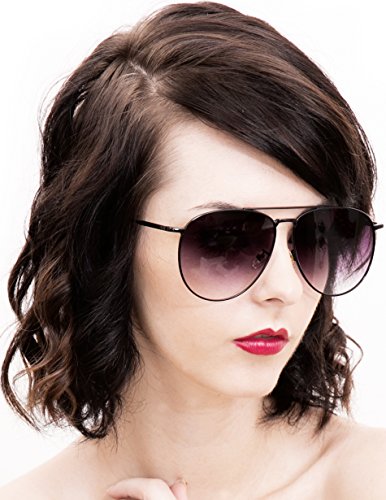 97025-1 Premium Oversized Flat Aviator Sunglass (FADE BLACK, 61)3