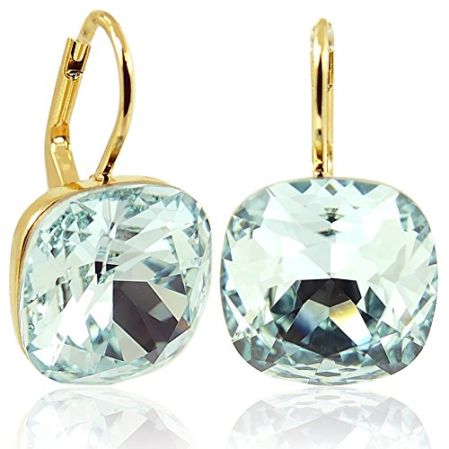 Preisvergleich Produktbild Ohrringe mit Kristallen von Swarovski® Gold Light Azore Blau NOBEL SCHMUCK