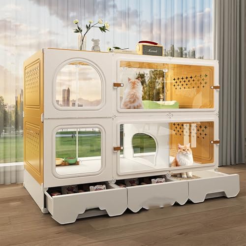 猫 ケージ トイレ付き 3段 大型 広い スリム 飛散軽減 一体型 組み立てが簡単 大型 猫ゲージ 通気性が良い 脱走防止 キャットケージ トイレ付き 掃除しやすい 取り外し可能 おしゃれ 猫用 室内猫小屋 快適なスペース 室内用 ペット用品(106*46