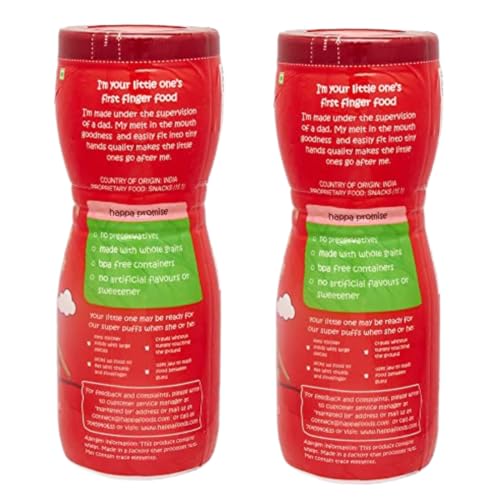 Image of Happa Organic Multigrain Melts Teething Super Puffs (Healthy Organic Snack for Little One, 8 Months+) Apple & Cinnamon (Pack of 2)